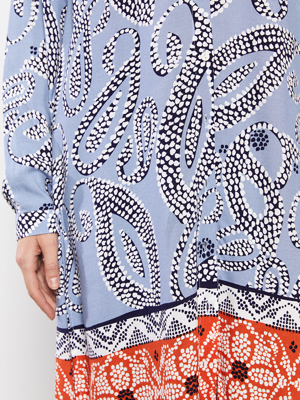 قميص تونيك نسائي كم طويل مطبوع فيسكوز-2