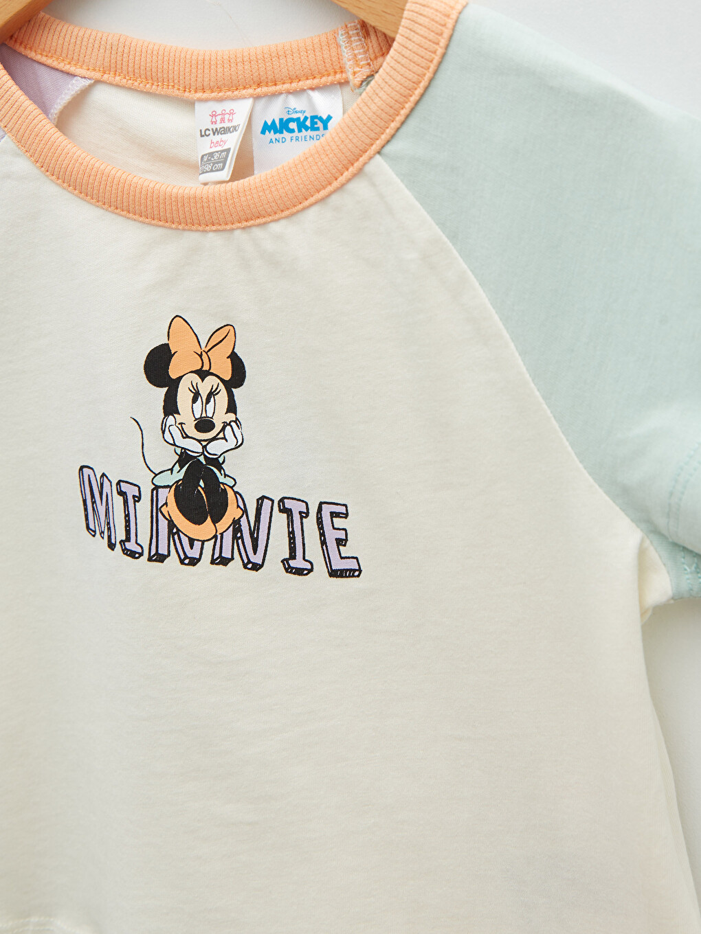 Crew Neck Short Sleeve Minnie Mouse Printed Cotton Baby Girl T-shirt And Shorts 2-piece Set-2