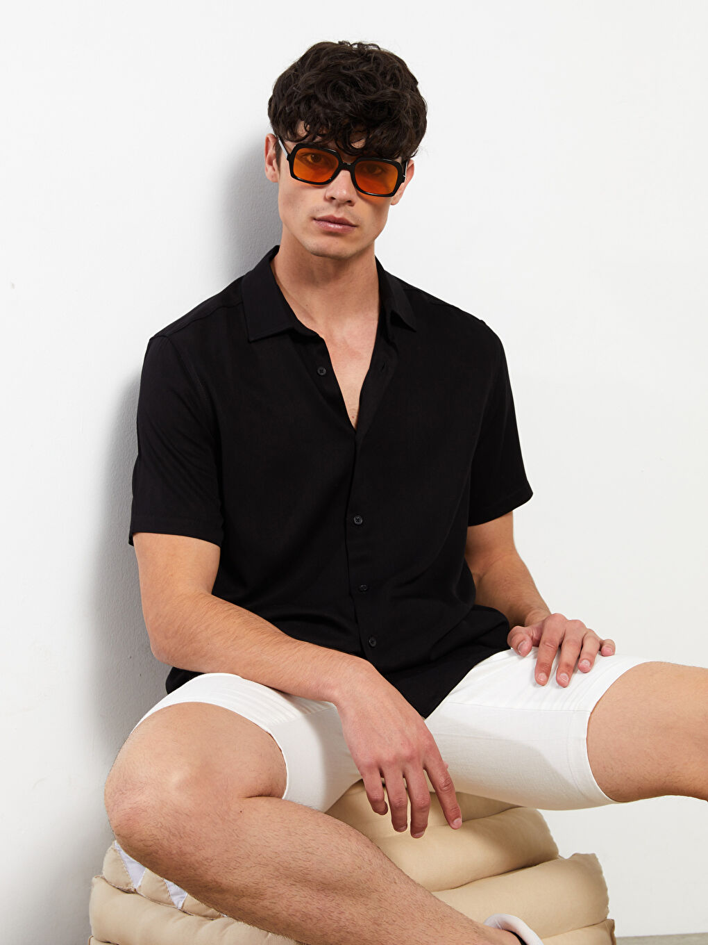 Slim Fit Short Sleeve Twill Men's Shirt -S2EE05Z8-RQL