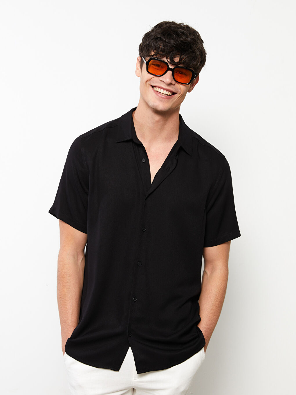 Slim Fit Short Sleeve Twill Men's Shirt -S2EE05Z8-RQL