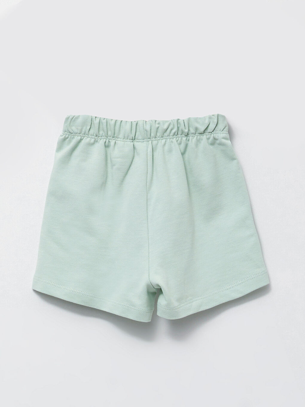 Turkuaz Beli Lastikli Minnie Mouse Baskılı Pamuklu Kız Bebek Şort-1