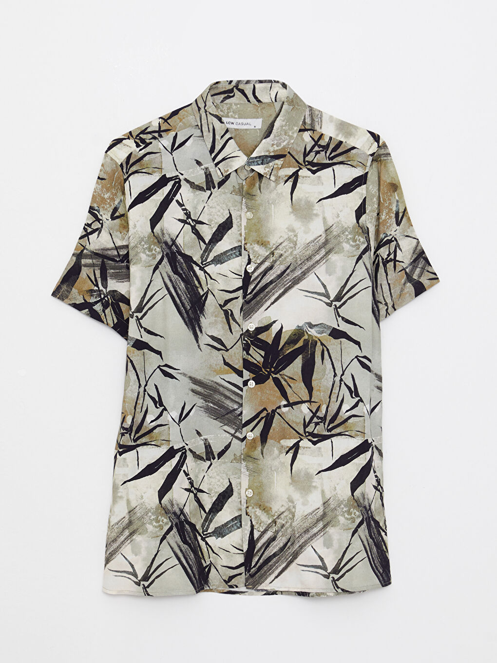 Chemise Slim Fit à Manches Courtes à Motifs en Popeline pour Hommes-5