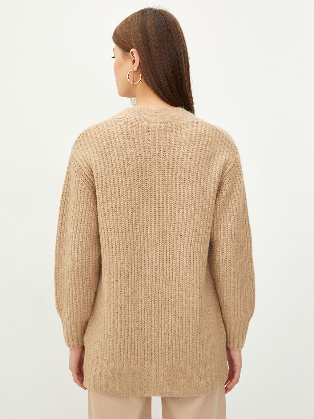 كارديغان تريكو بعنق V للنساء-4