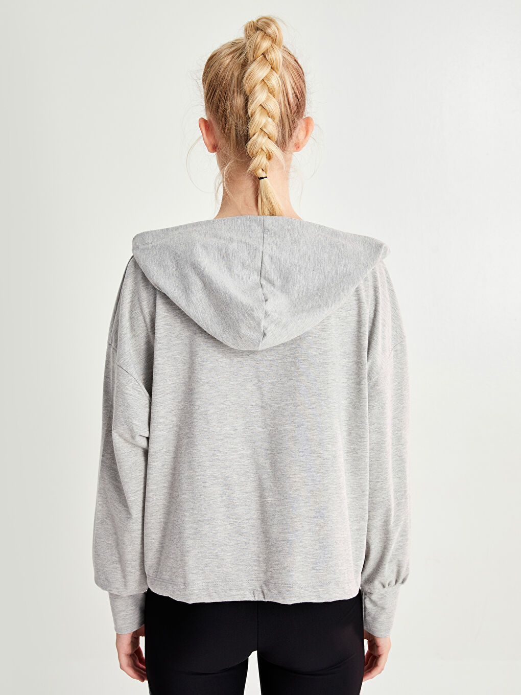 كارديجان رياضي واسع كم طويل بكابوش للسيدات-4