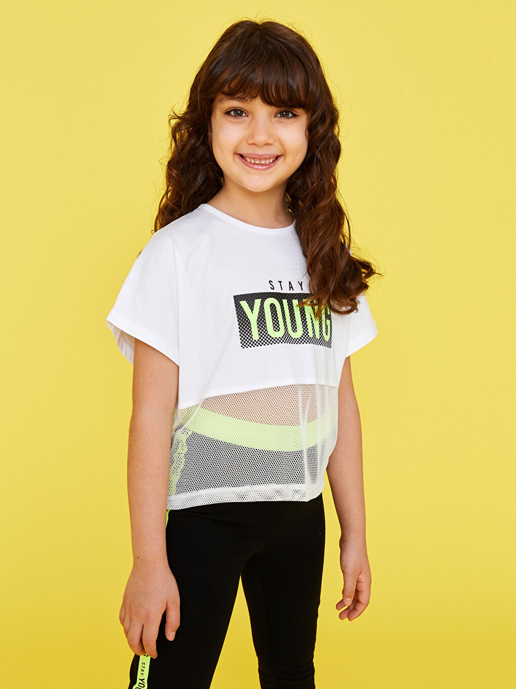 Футболка для девочек с круглым вырезом и принтом букв, короткий рукав