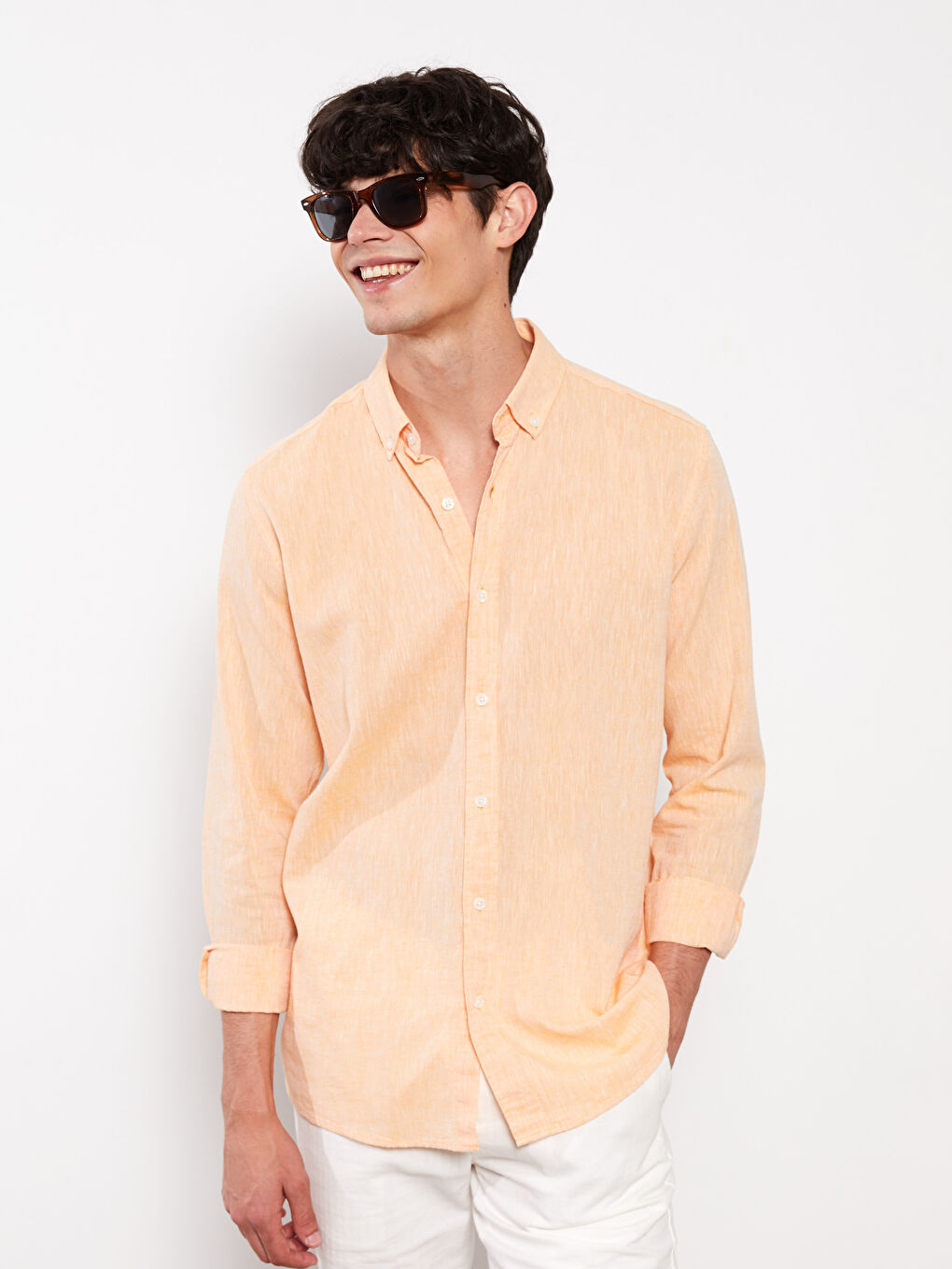 Regular Fit Long Sleeve Poplin Men's Shirt-1