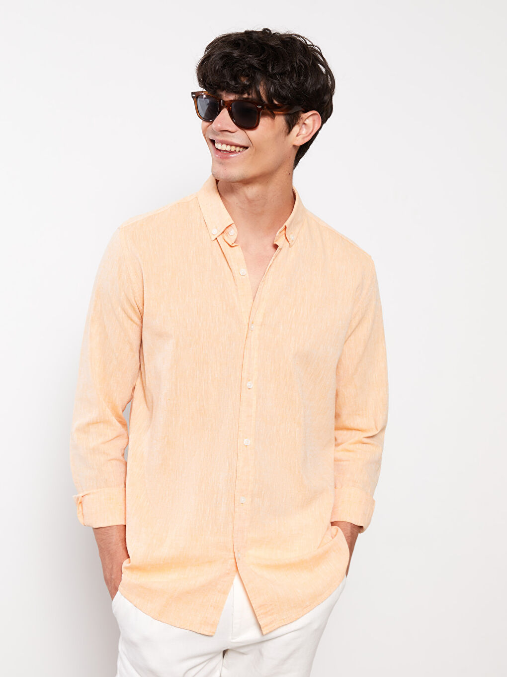 Regular Fit Long Sleeve Poplin Men's Shirt-2