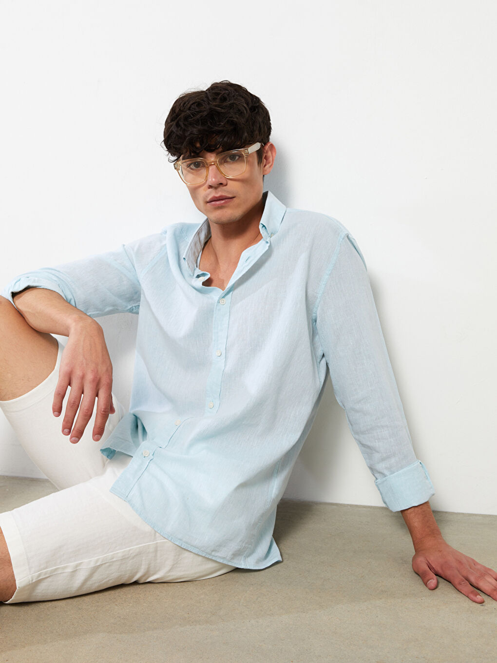 Regular Fit Long Sleeve Poplin Men's Shirt