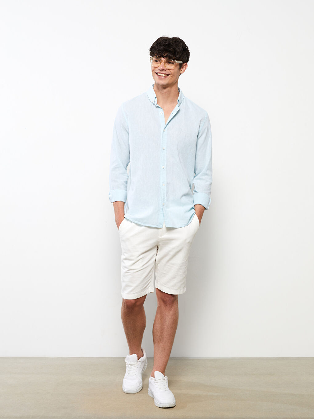 Regular Fit Long Sleeve Poplin Men's Shirt-2