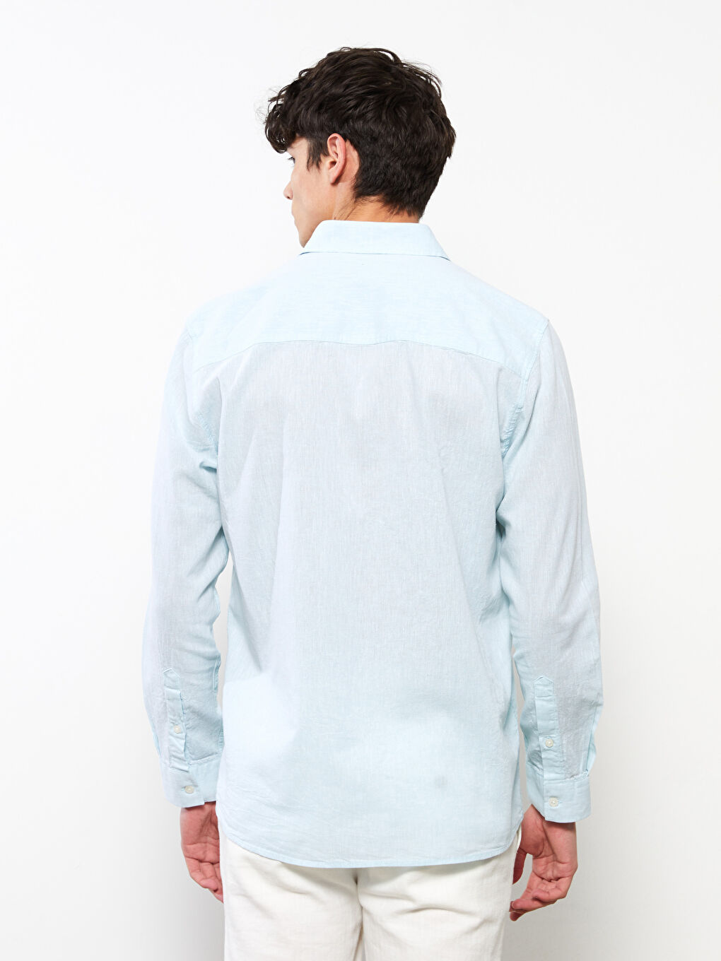 Regular Fit Long Sleeve Poplin Men's Shirt-4