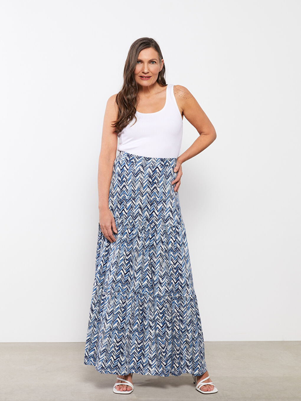 Karışık Beli Lastikli Desenli Kadın Etek-2