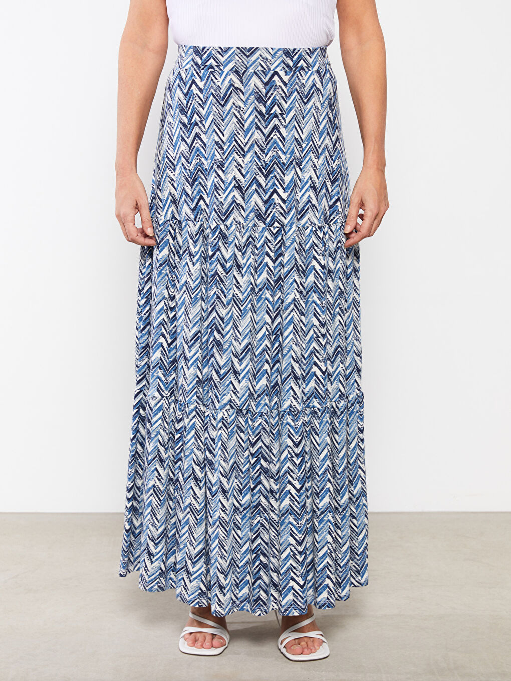 Karışık Beli Lastikli Desenli Kadın Etek-4