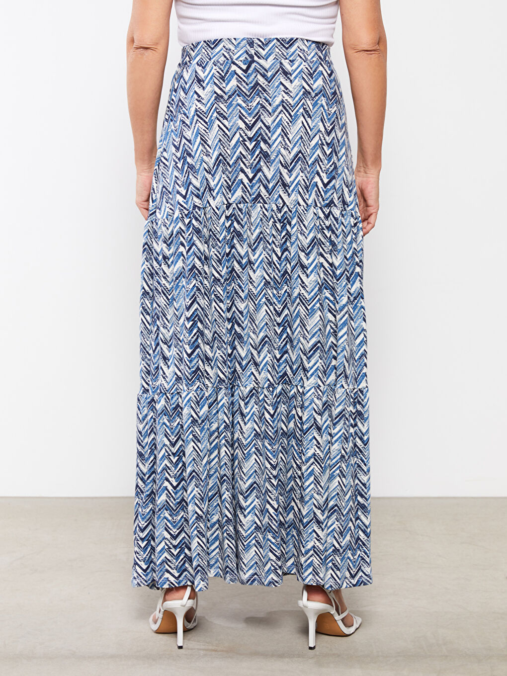 Karışık Beli Lastikli Desenli Kadın Etek-5