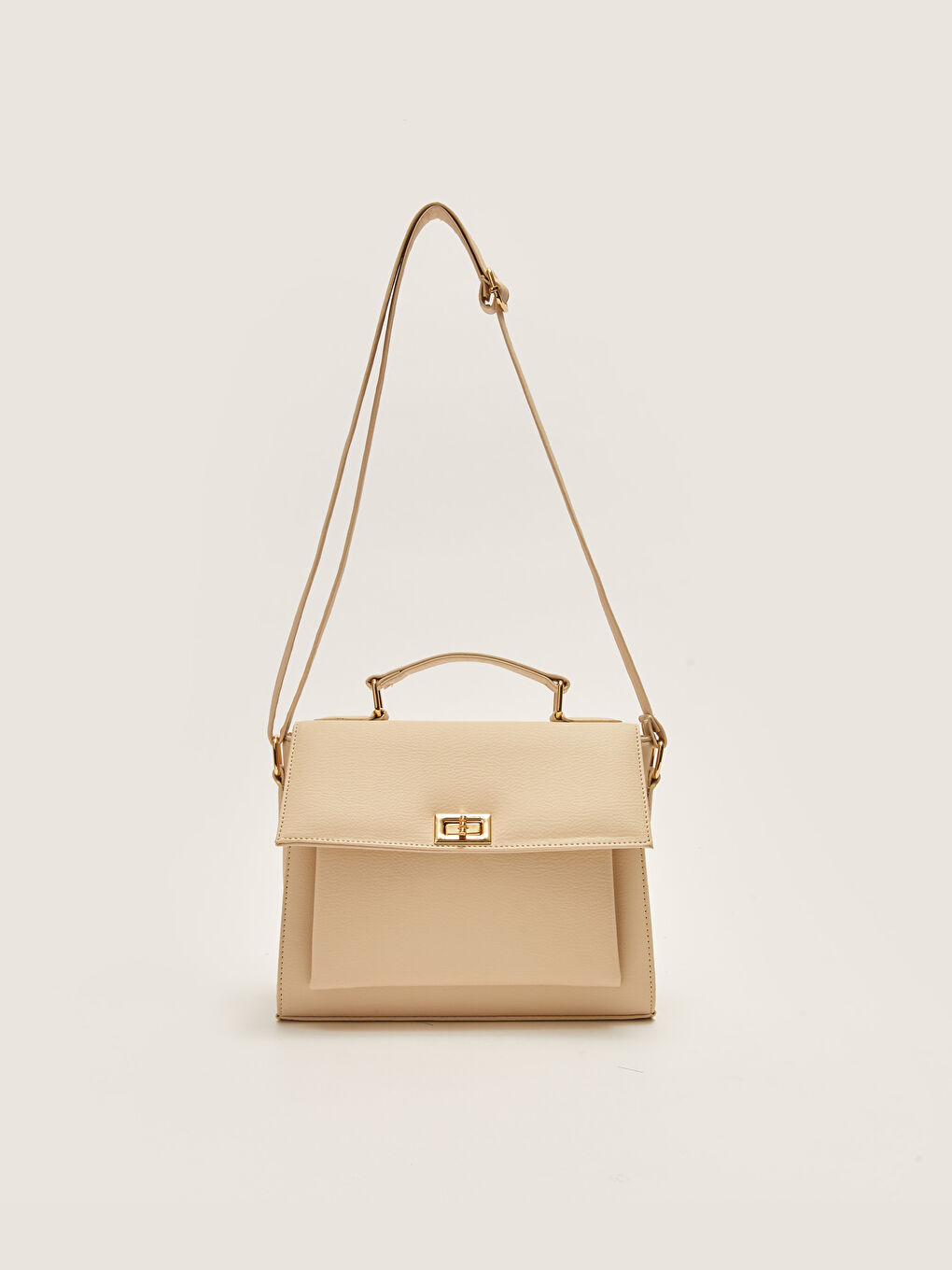 Bej Deri Görünümlü Kadın Çapraz Çanta-3