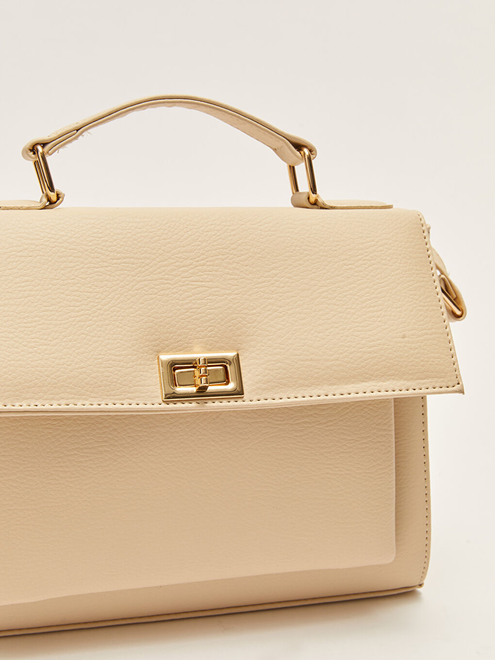 Bej Deri Görünümlü Kadın Çapraz Çanta-5