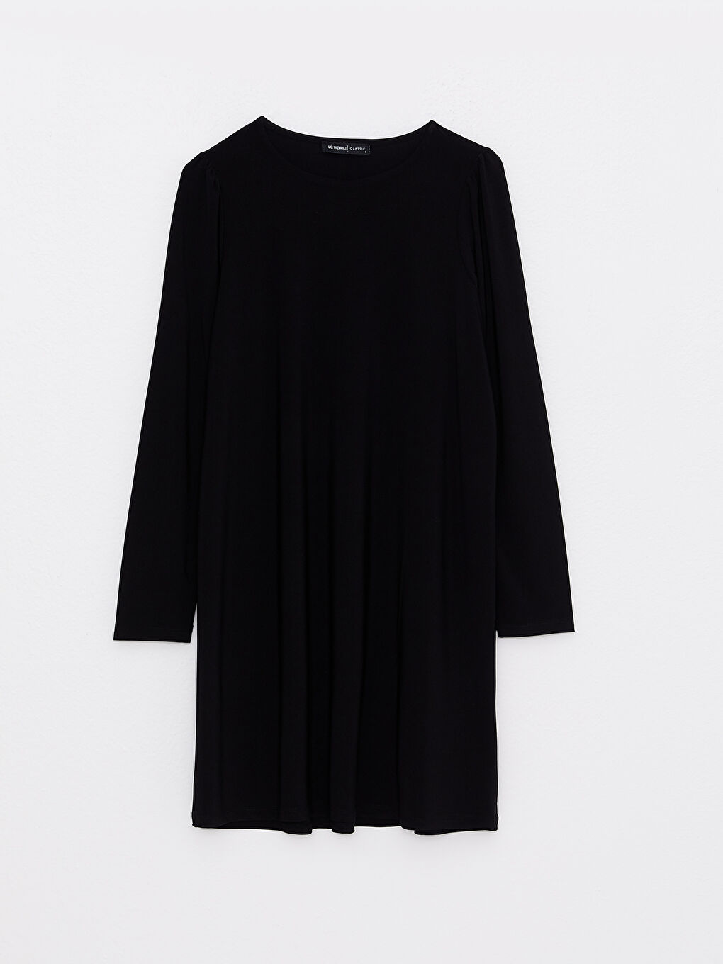 Siyah Bisiklet Yaka Düz Uzun Kollu Kadın Tunik-6