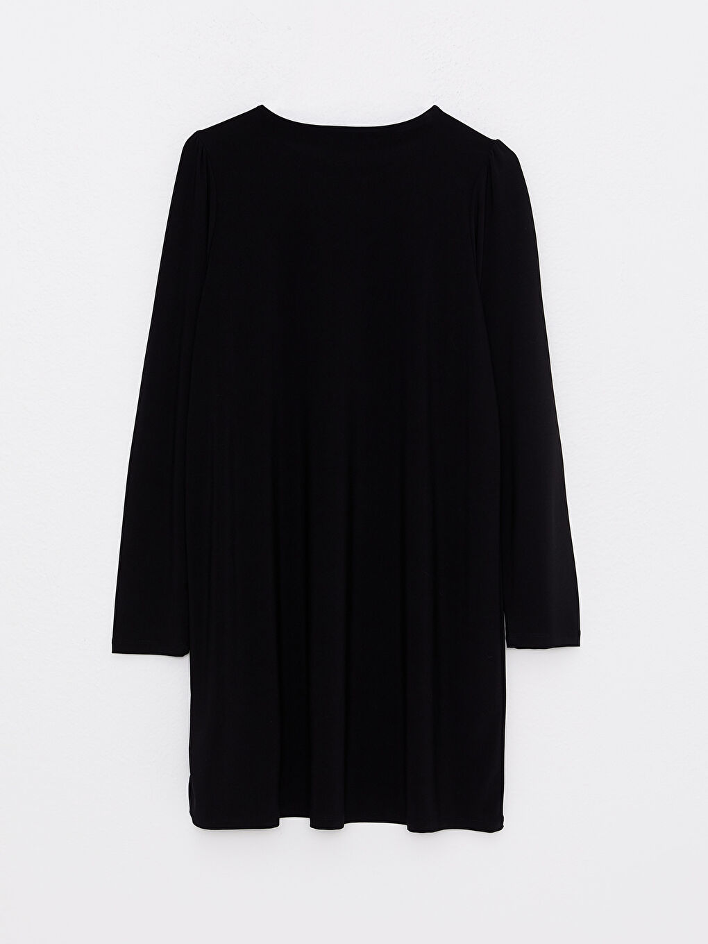 Siyah Bisiklet Yaka Düz Uzun Kollu Kadın Tunik-7