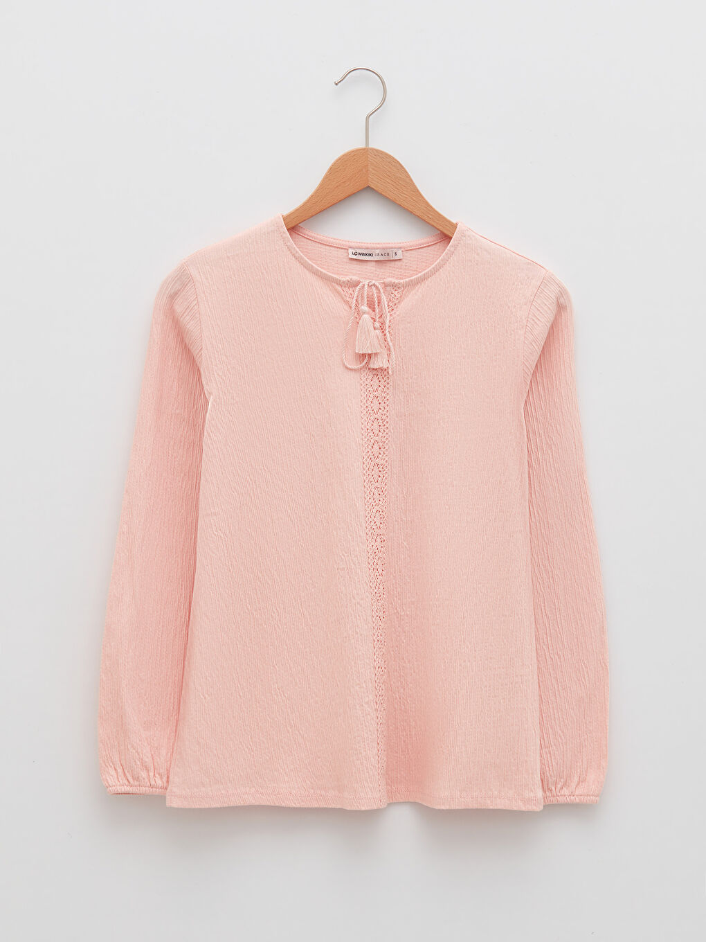T-shirt à Col Revers Brodé à Manches Longues pour Femmes-5