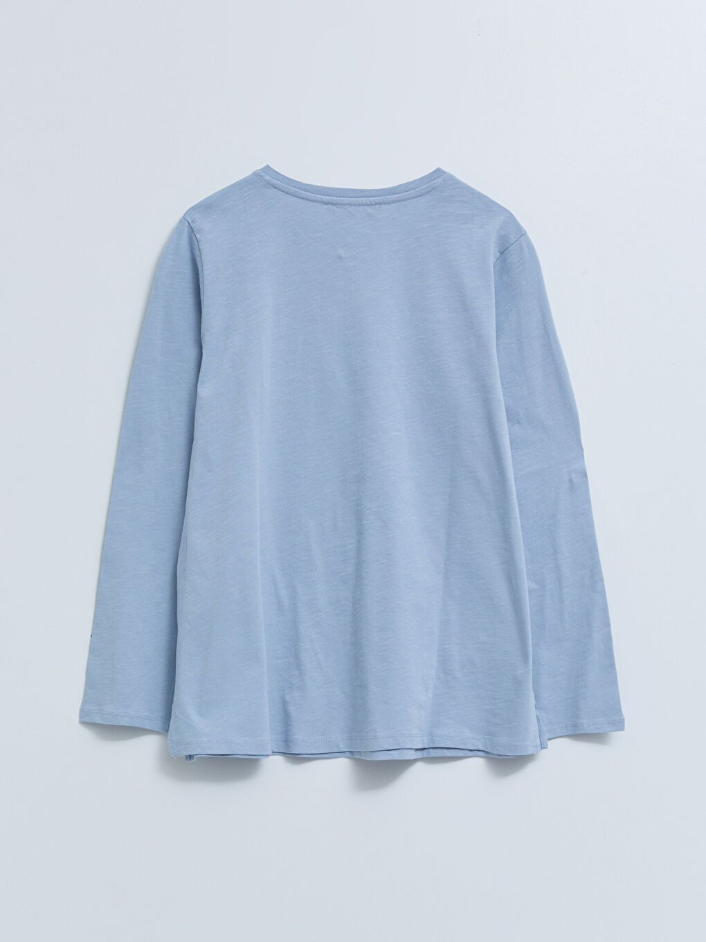 Mavi Bisiklet Yaka Çiçekli Uzun Kollu Pamuklu Kadın Tişört-6