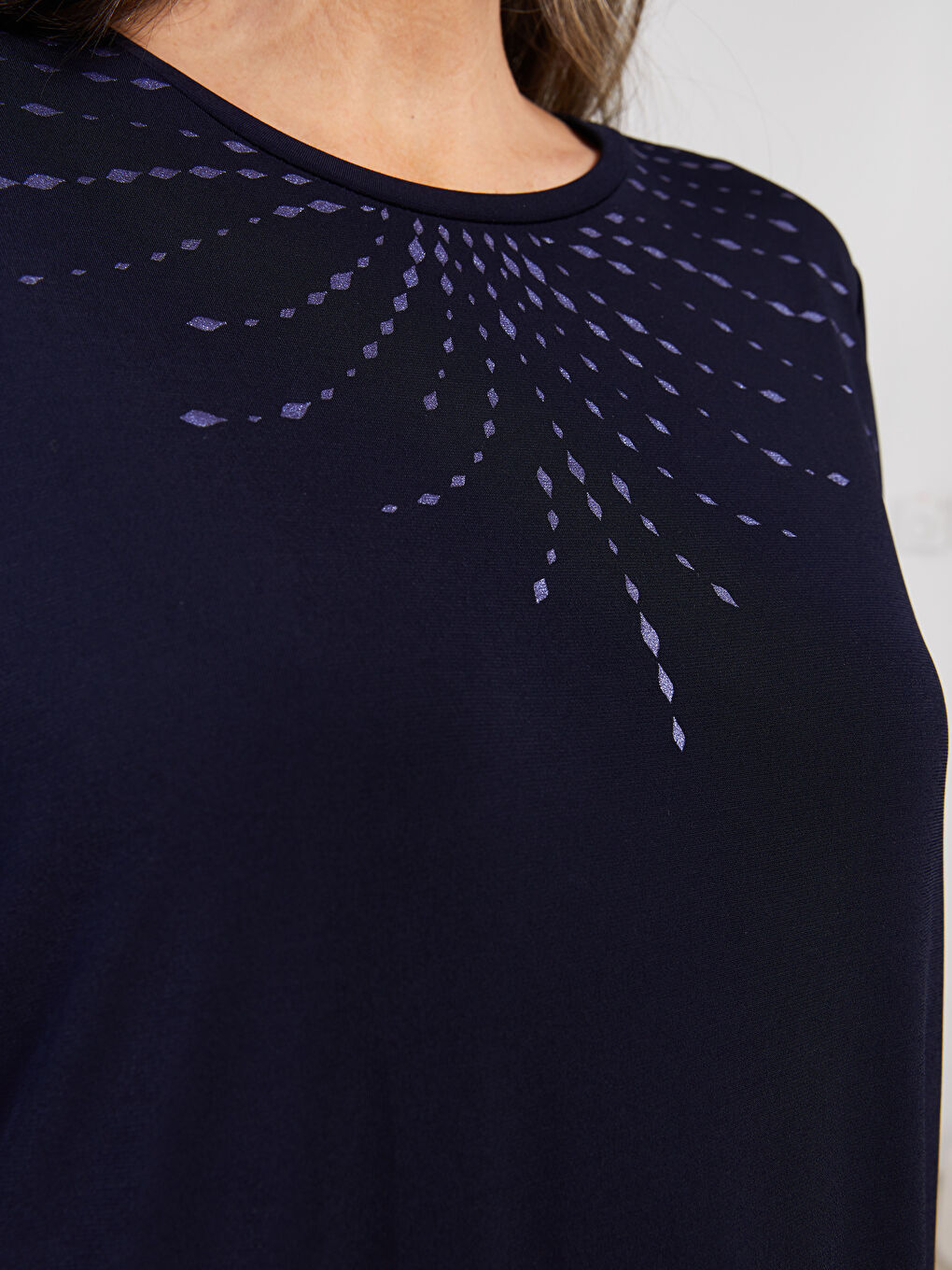 Crew Neck Printed Long Sleeve Women's T-Shirt-4