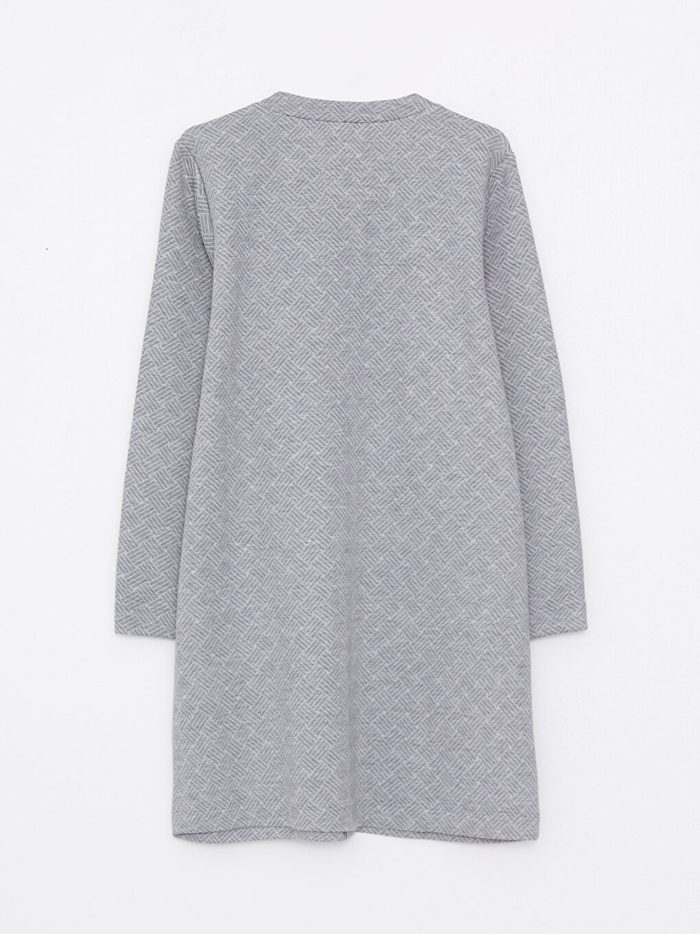 Gri Bisiklet Yaka Desenli Uzun Kollu Kadın Hırka-6