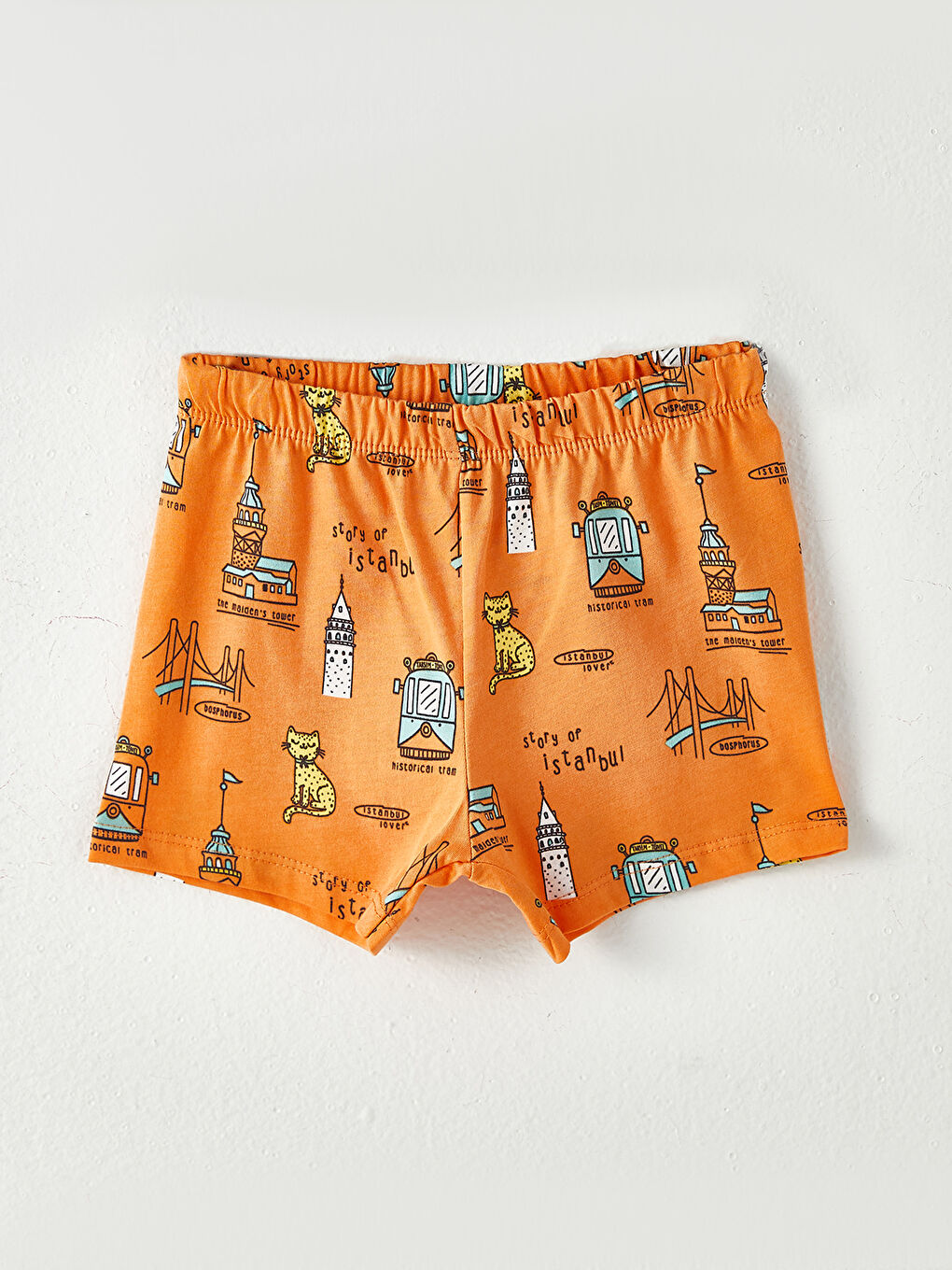 Beyaz Bisiklet Yaka Kısa Kollu İstanbul Baskılı Erkek Bebek Tişört ve Şort 2'li Takım-2