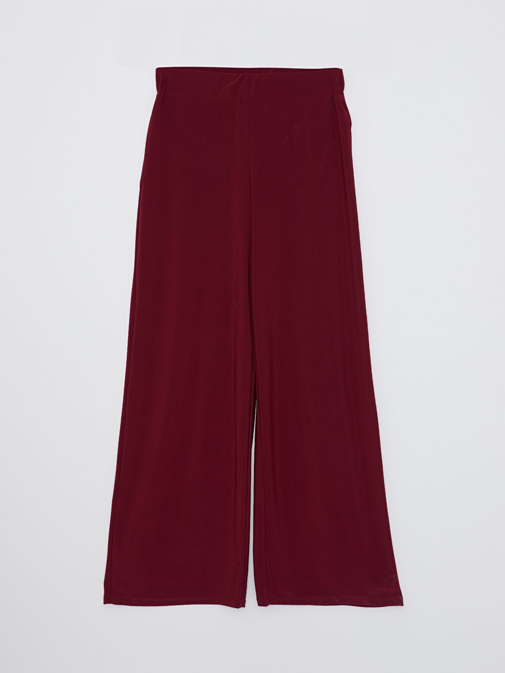 Bordo Beli Lastikli Düz Geniş Paça Kadın Eşofman Altı-5