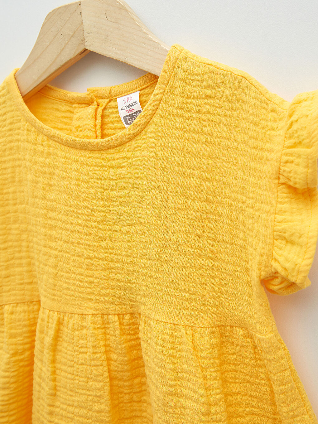 Crew Neck Short Sleeve Basic Cotton Baby Girl Dress-2