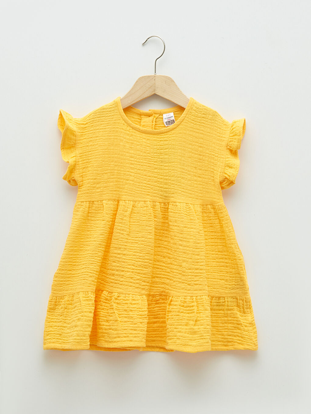 Crew Neck Short Sleeve Basic Cotton Baby Girl Dress