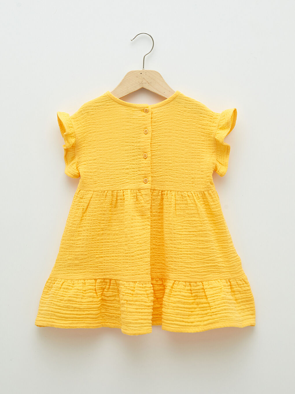 Crew Neck Short Sleeve Basic Cotton Baby Girl Dress-1