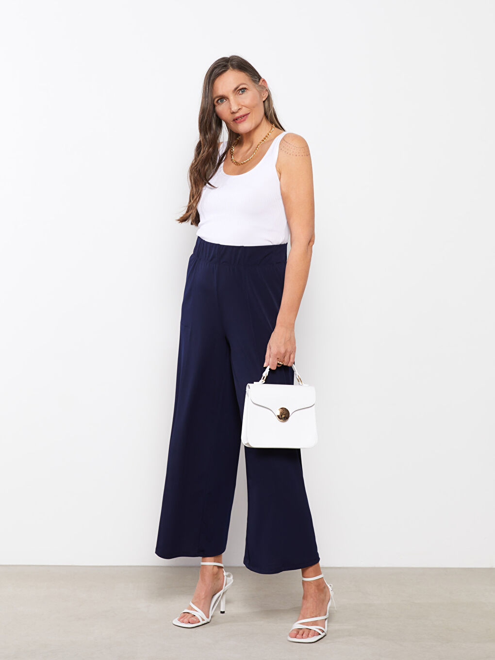 Women's Elastic Waist Straight Trousers Skirt -S2EF44Z8-E1J