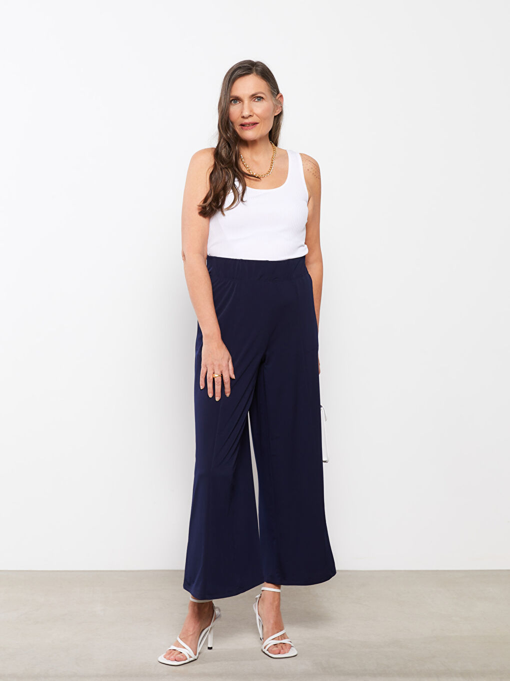 Women's Elastic Waist Straight Trousers Skirt -S2EF44Z8-E1J