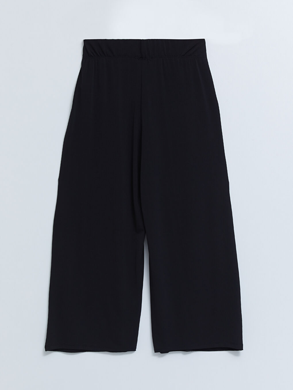 Siyah Kadın Beli Lastikli Düz Pantolon Etek-7