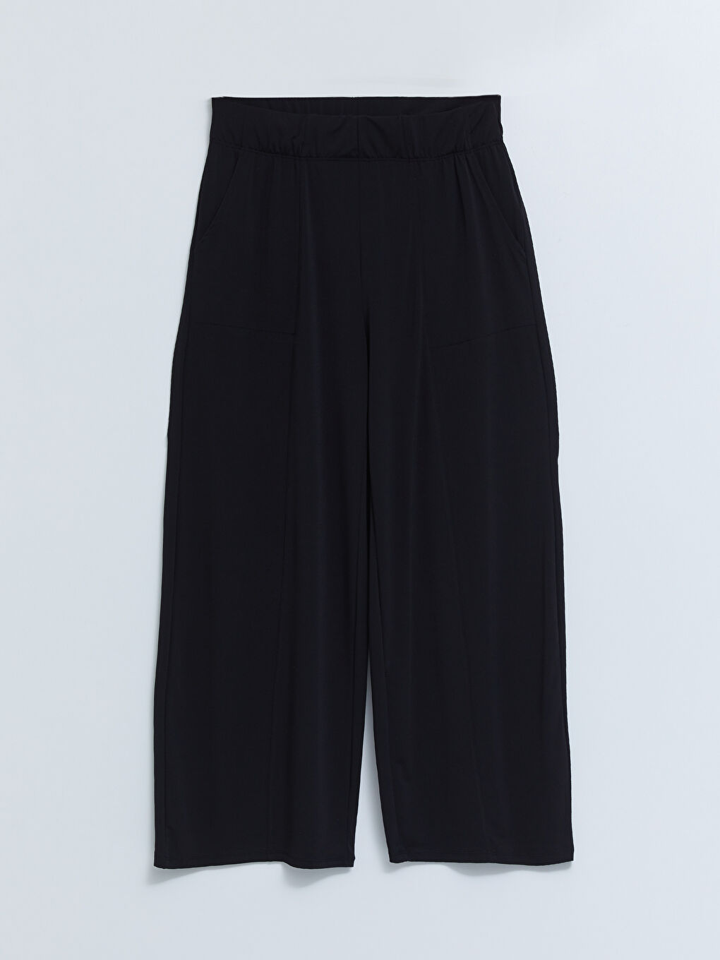 Siyah Kadın Beli Lastikli Düz Pantolon Etek-6