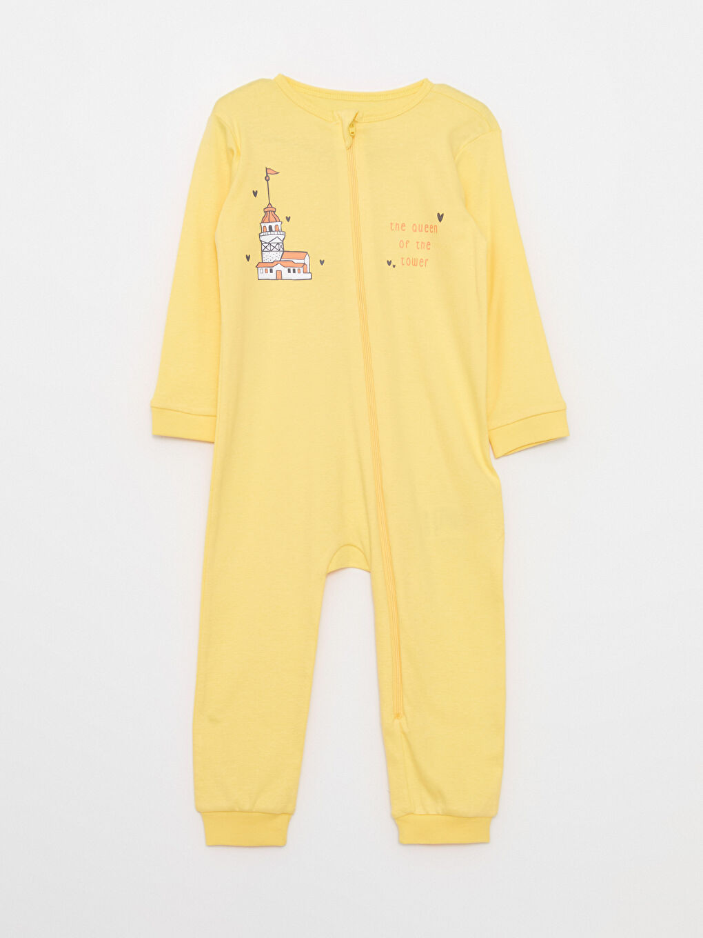 Sarı Bisiklet Yaka Uzun Kollu İstanbul Baskılı Kız Bebek Tulum 2'li-2
