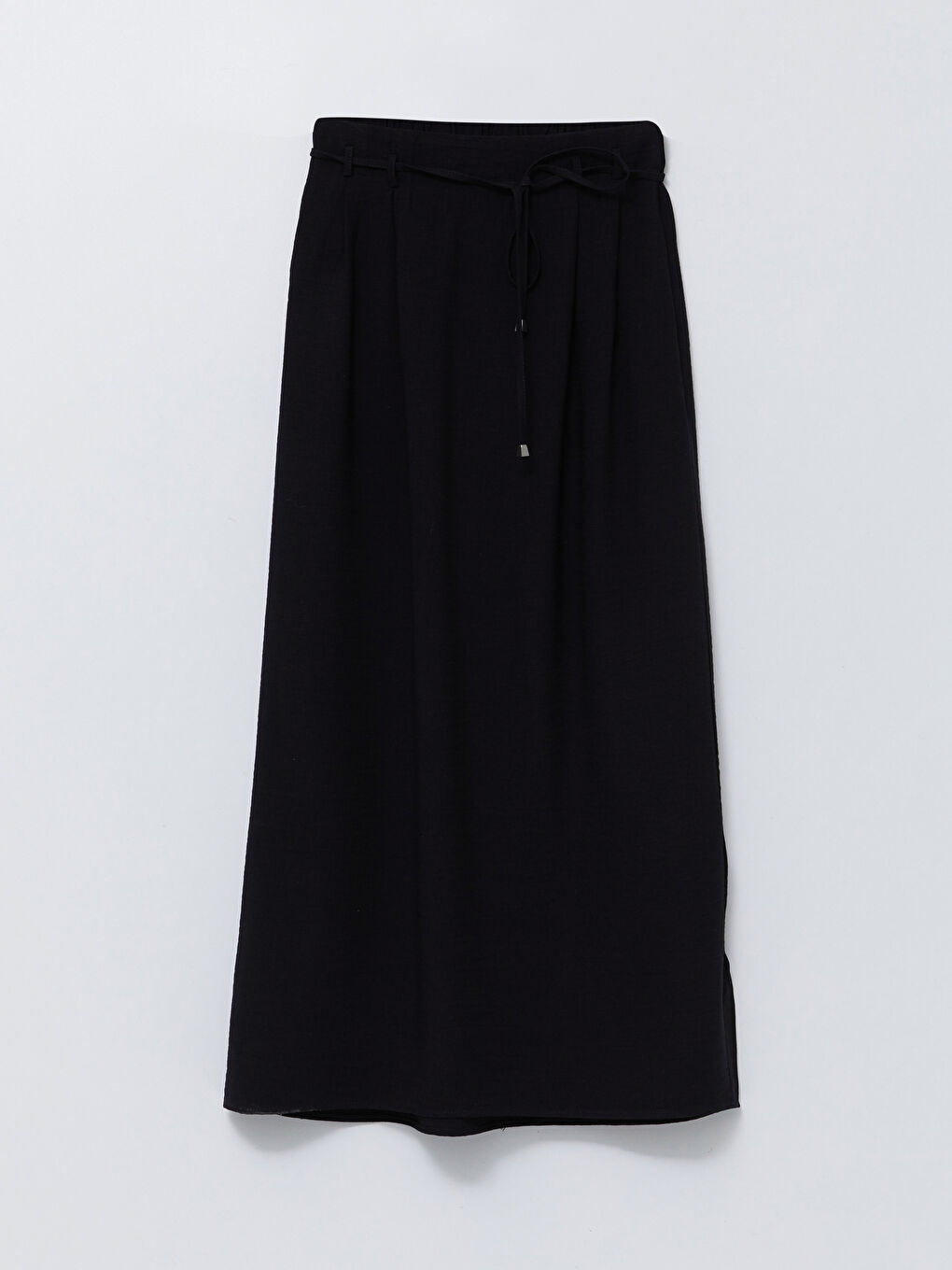 Siyah Beli Lastikli Düz A Kesim Kadın Etek-5