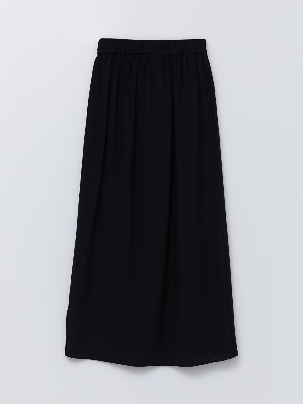 Siyah Beli Lastikli Düz A Kesim Kadın Etek-6