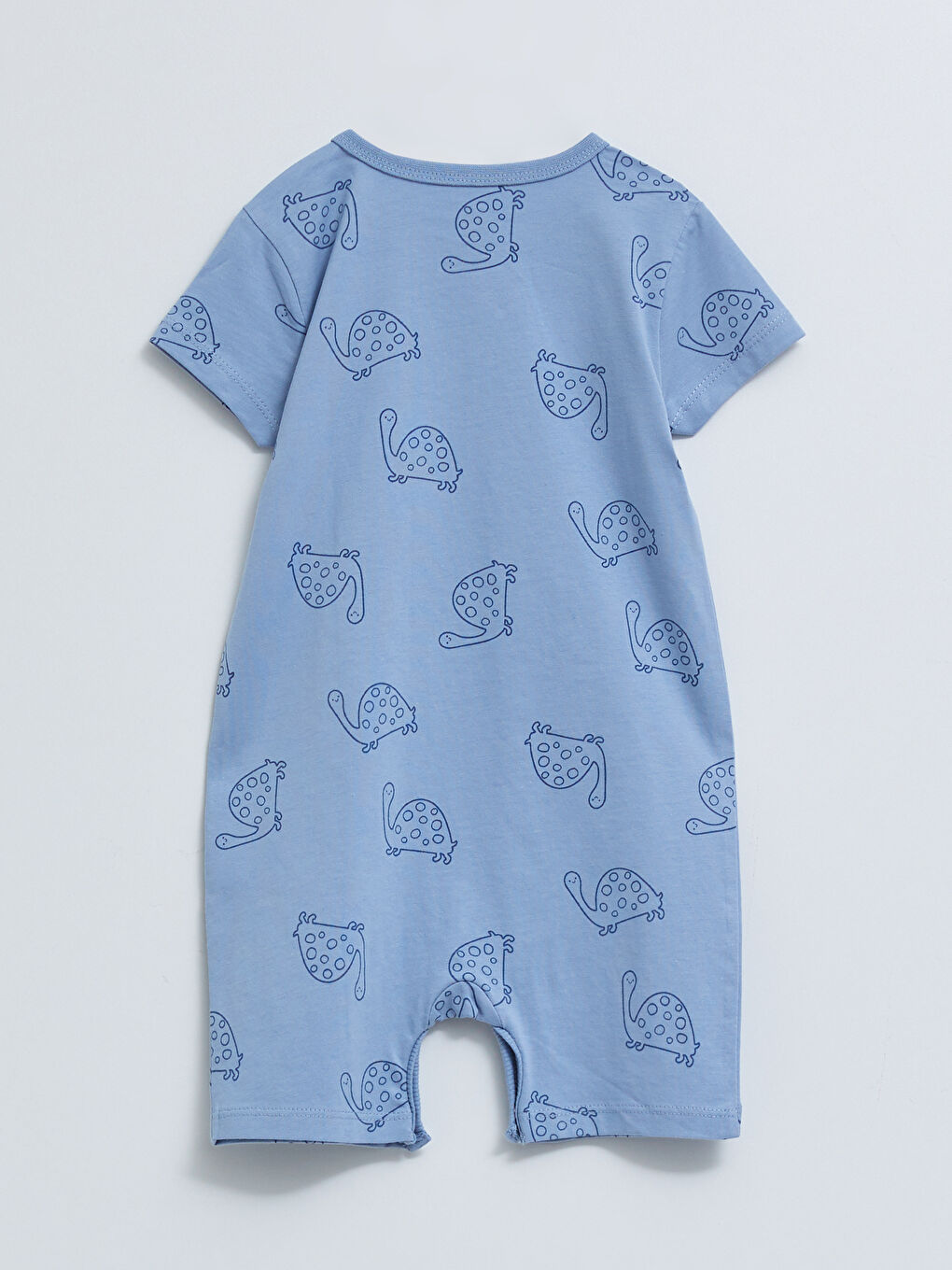 Ekru Bisiklet Yaka Kısa Kollu Baskılı Pamuklu Erkek Bebek Tulum 3'lü-6