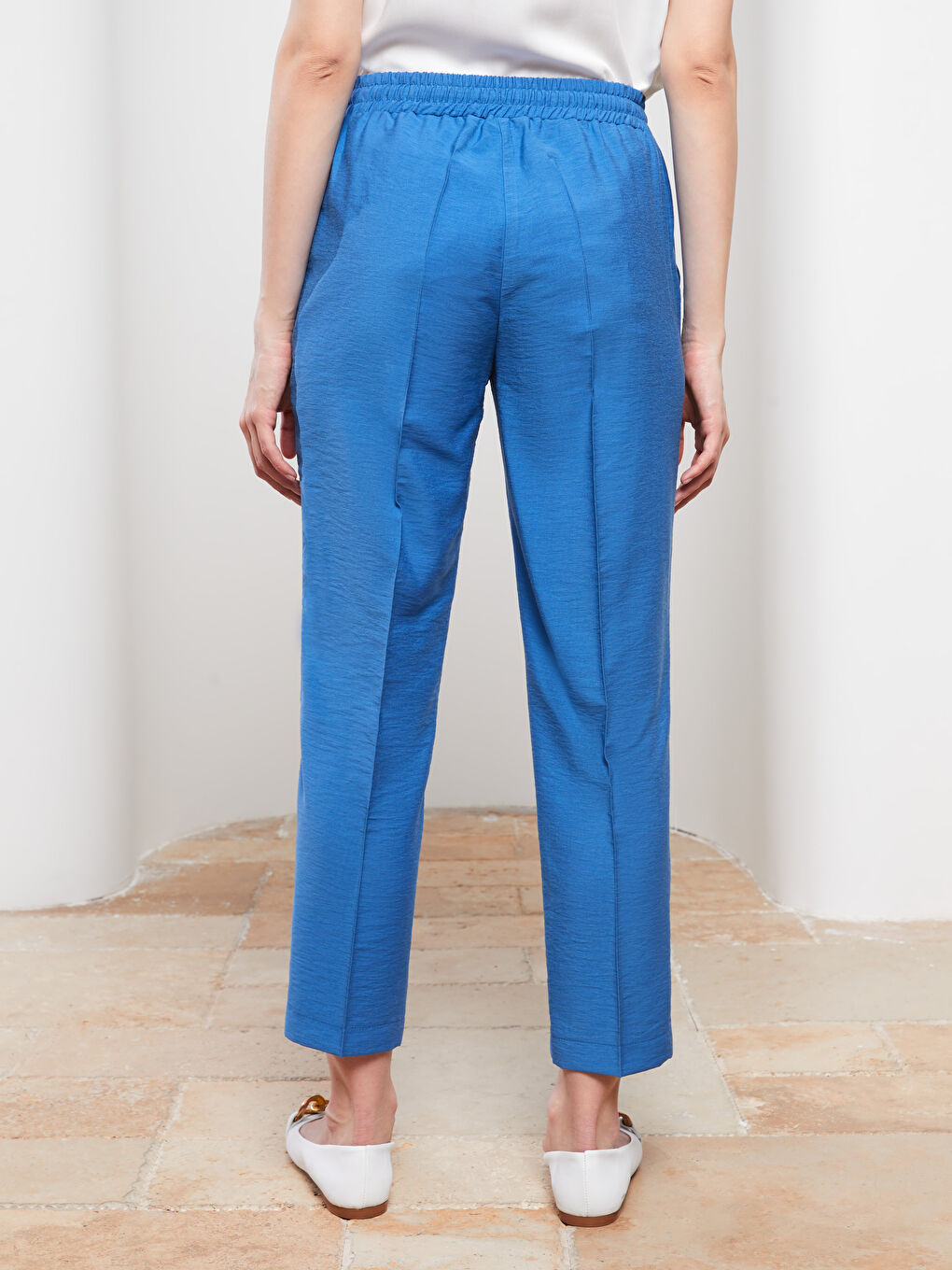 Elastic Waist Comfortable Fit Pocket Detailed Women's Trousers-4