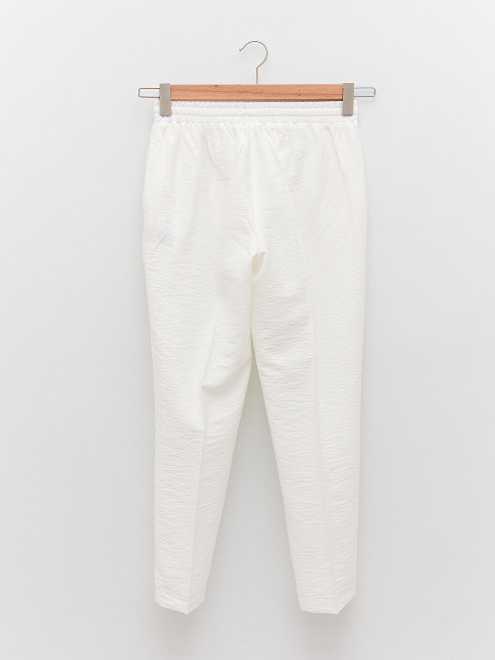 Ekru Beli Lastikli Rahat Kalıp Düz Cep Detaylı Kadın Harem Pantolon-5