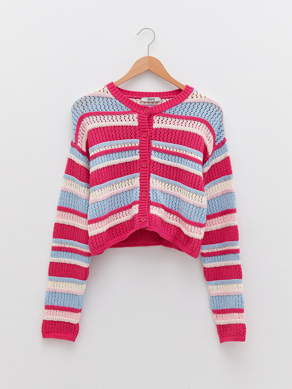XSIDE Cardigan en Tricot Rayé pour Femmes à Col Rond -S2EF80Z8-GSY