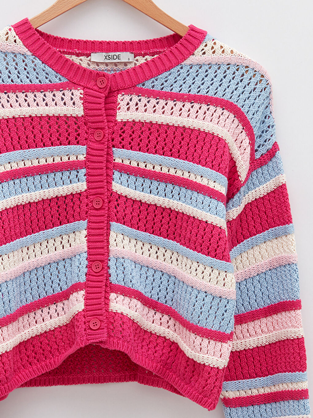 XSIDE Cardigan en Tricot Rayé pour Femmes à Col Rond -S2EF80Z8-GSY
