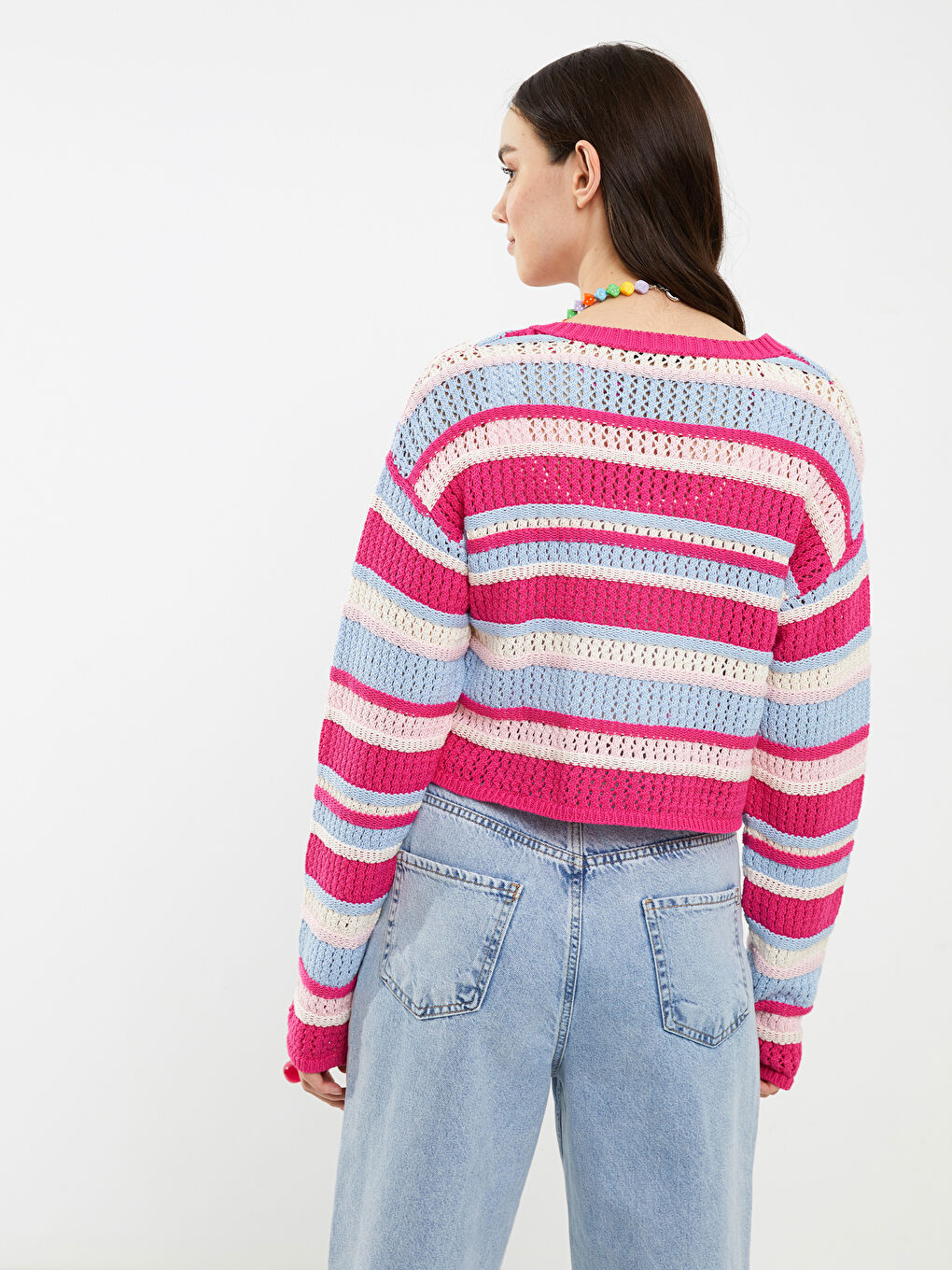 XSIDE Cardigan en Tricot Rayé pour Femmes à Col Rond -S2EF80Z8-GSY