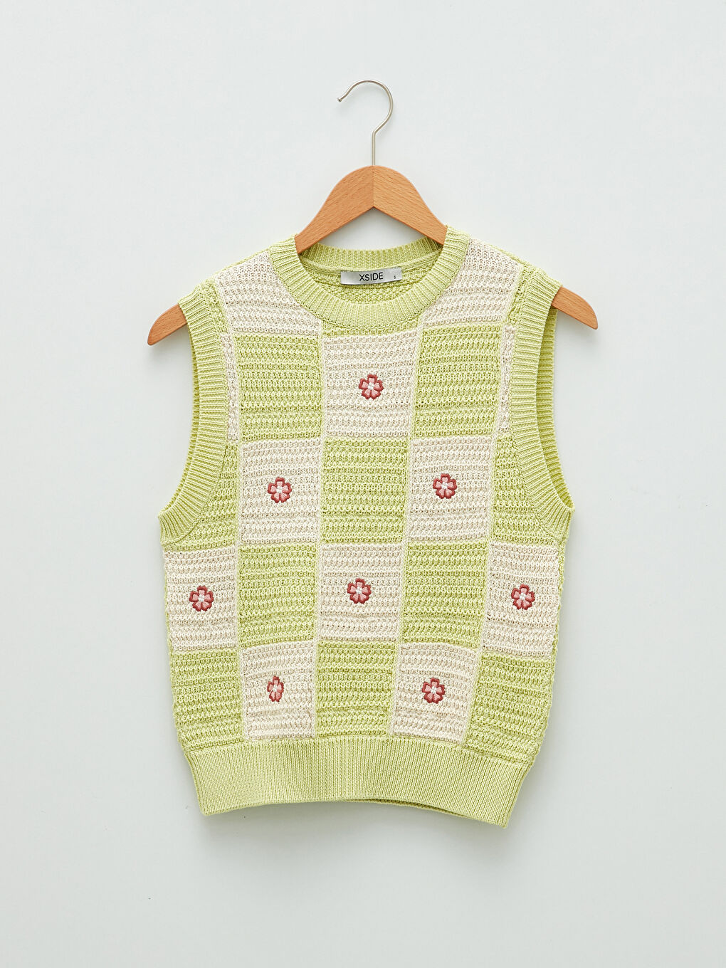 Yeşil Bisiklet Yaka Nakışlı Kadın Triko Süveter-6