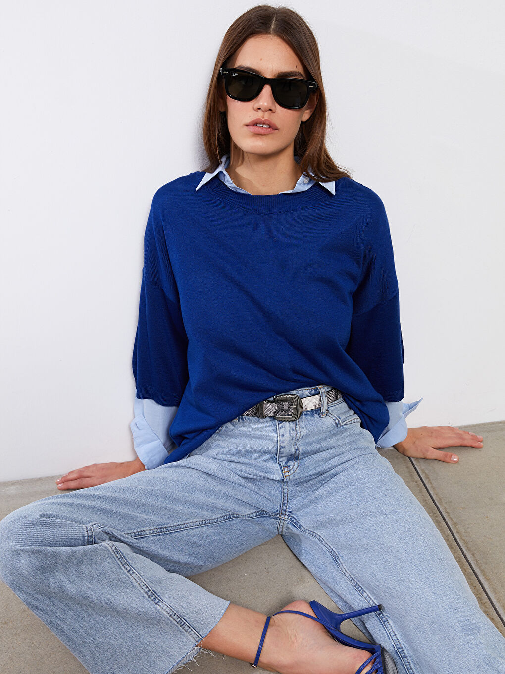 Lacivert Bisiklet Yaka Kadın Triko Kazak