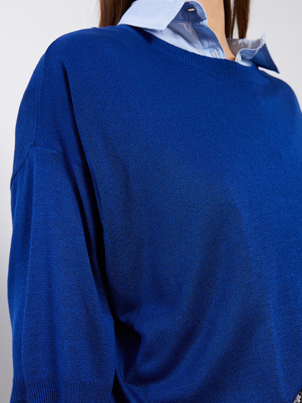 Lacivert Bisiklet Yaka Kadın Triko Kazak-3