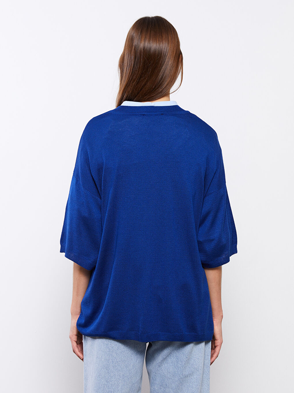 Lacivert Bisiklet Yaka Kadın Triko Kazak-4