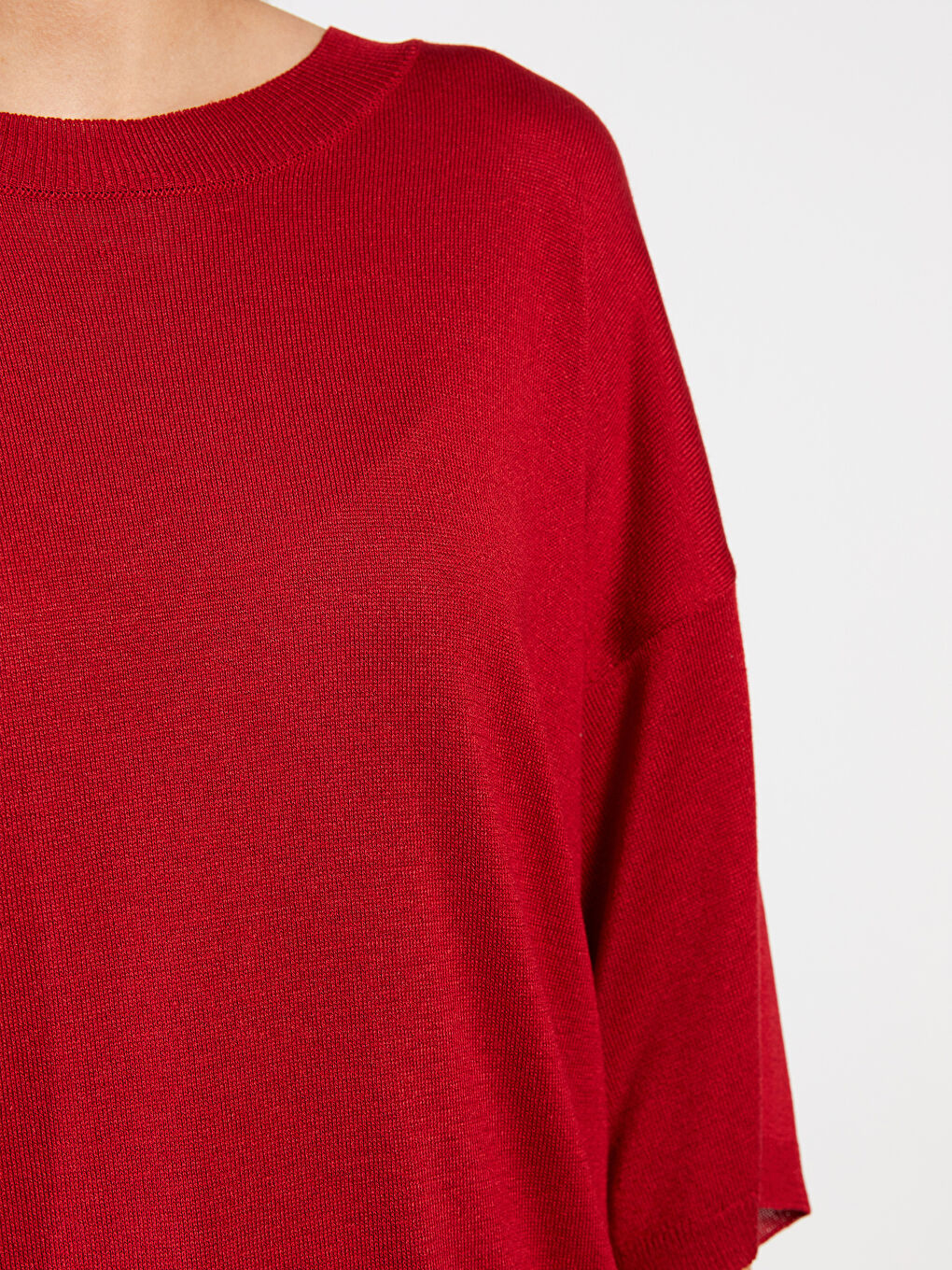 Kırmızı Bisiklet Yaka Kadın Triko Kazak-3