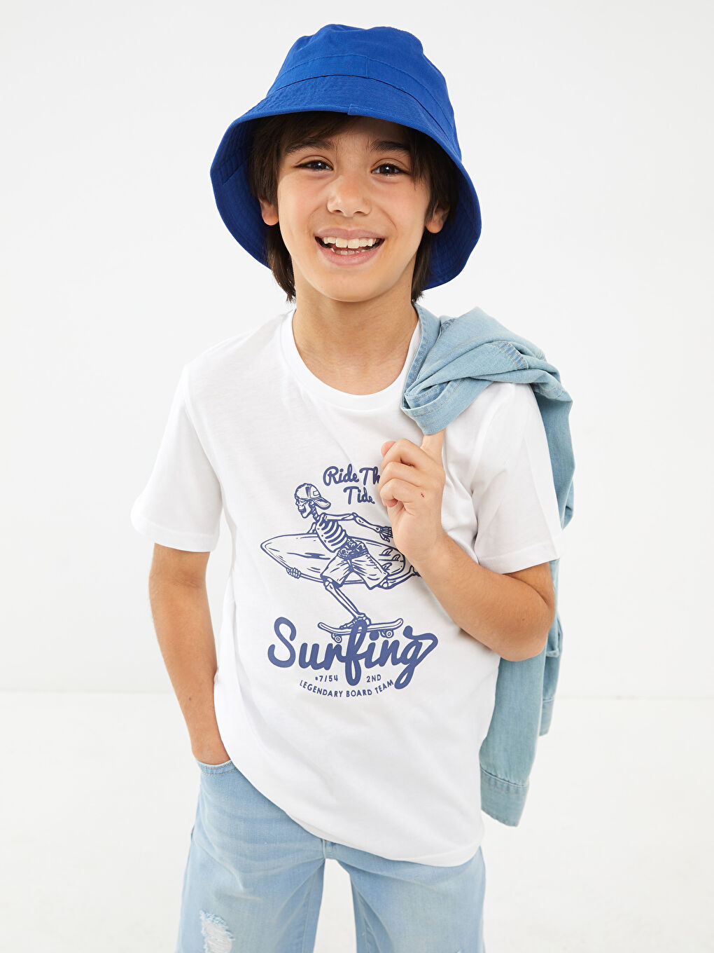 Crew Neck Printed Short Sleeve Cotton Boy T-shirt-1