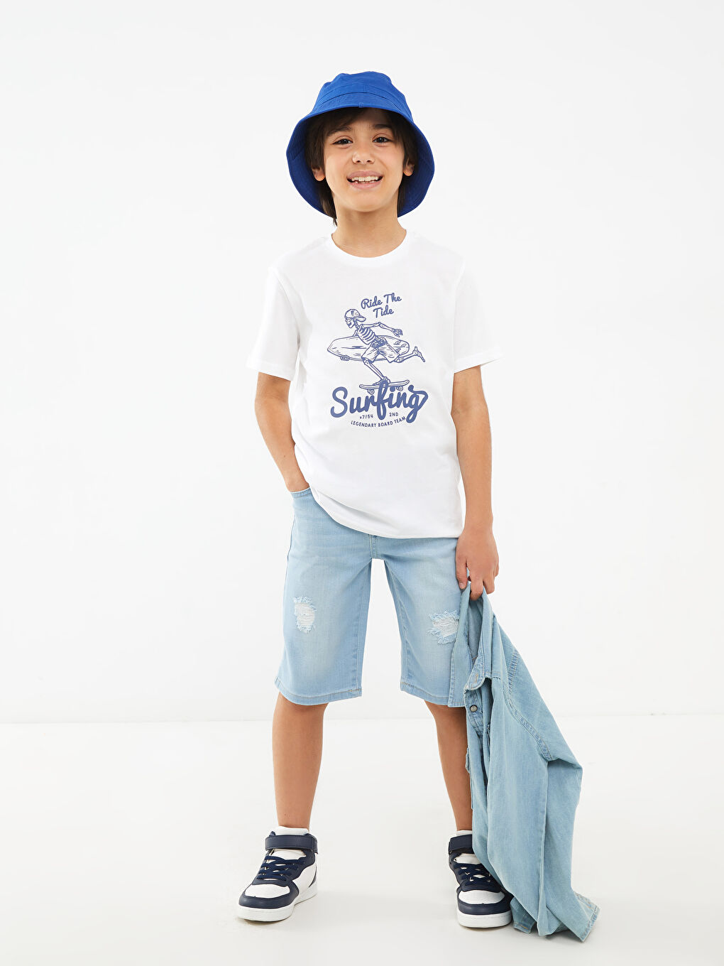 Crew Neck Printed Short Sleeve Cotton Boy T-shirt-2